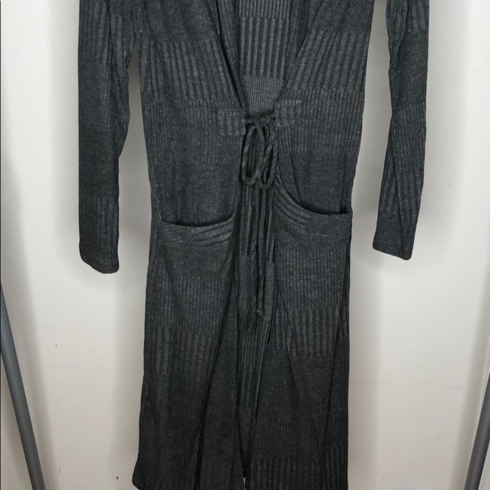 CHARCOAL KNIT CARDIGAN - Picture 7 of 9